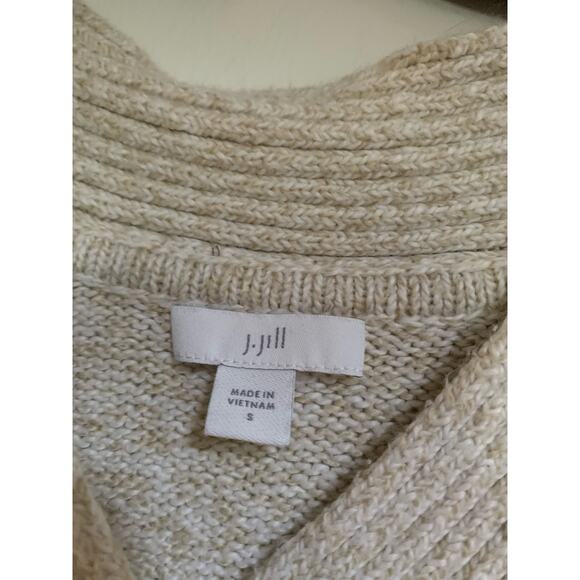 J.Jill Beige V Neck Cream Long Sleeve Soft Small Women's Sweater - Picture 3 of 5